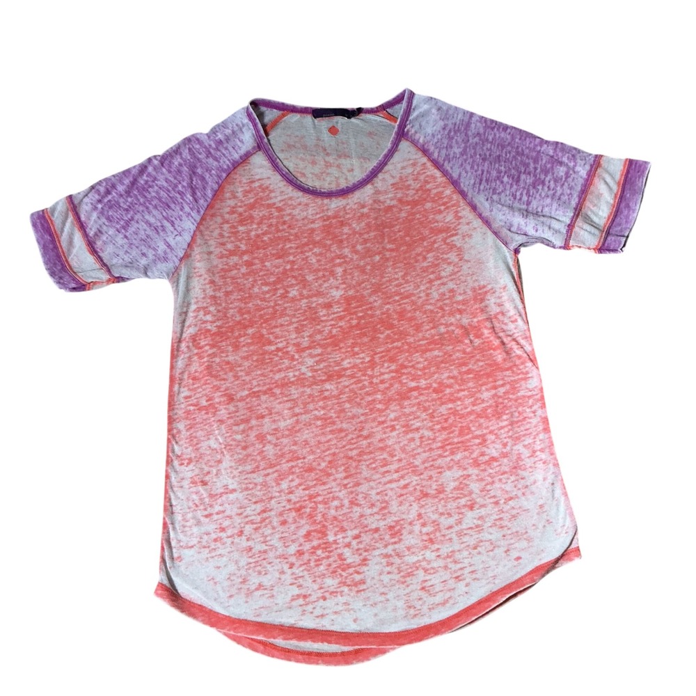 Prana Burnout Raglan Baseball T-Shirt Womens Medium Coral Purple Sporty Active